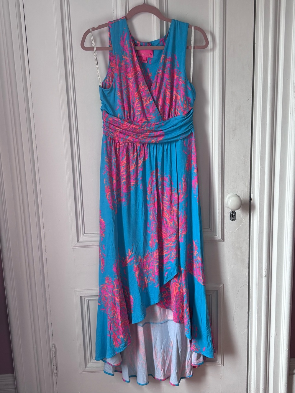 Lily Pulitzer Moana Goddess of the Sea V neck High/Low Hem Maxi Dress Size M